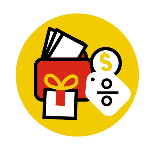 Ein gelber Kreis mit Geld-Symbolen darauf.